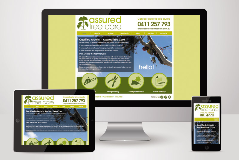 The responsive view of Assured Tree Care designed and built by Kasio99