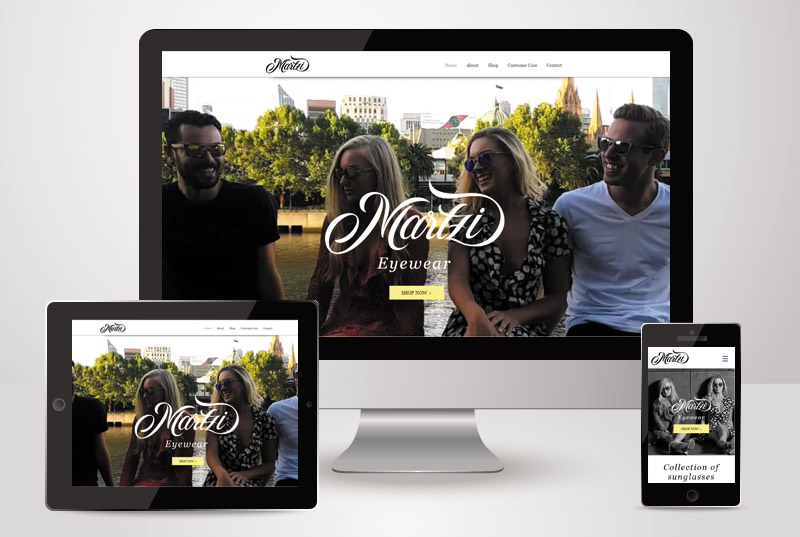The responsive view of Martzi Eyewear designed and built by Kasio99