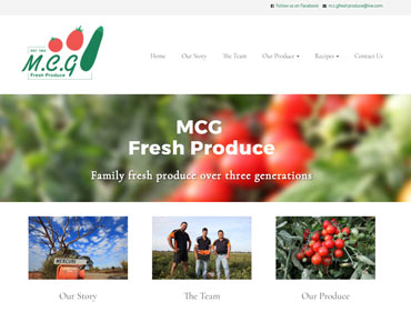 Screen shot from Kasio99 web design and development for MCG Fresh Produce